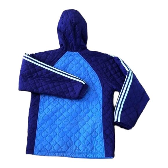 Adidas quited hooded reversible to fleece coat In purple & blue size XL - Picture 5 of 13
